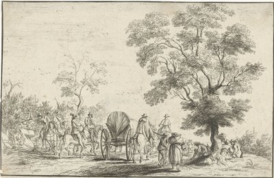 Wagen begeleid door ruiters door Robert van den Hoecke